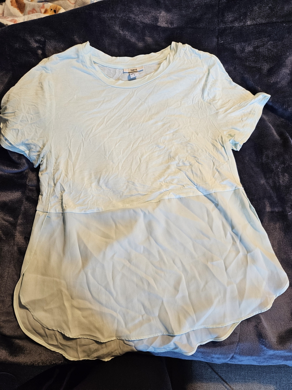 Bar III Light Blue Short-Sleeve Layered Tee